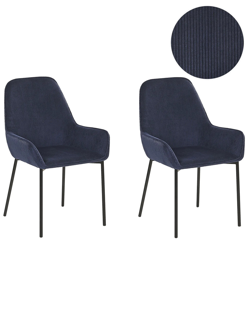 Set of 2 Dining Chairs LOVERNA Corduroy Dark Blue