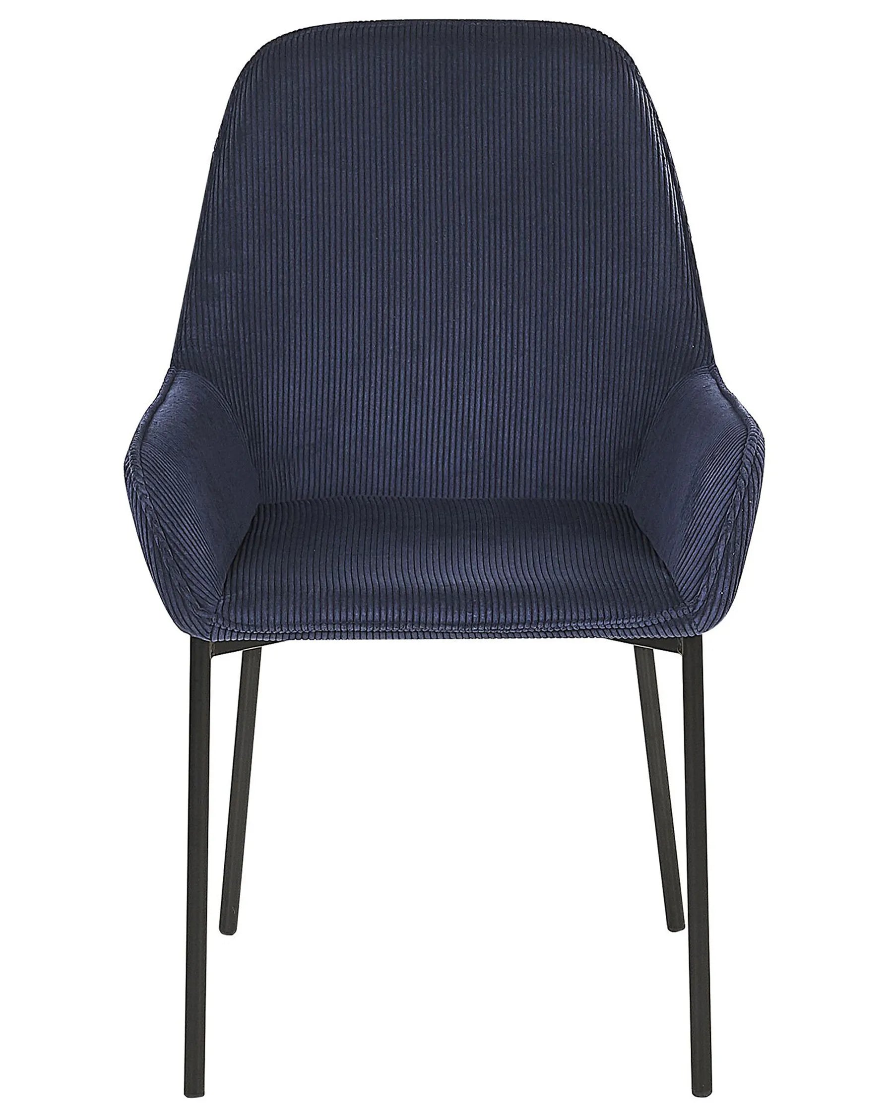 Set of 2 Dining Chairs LOVERNA Corduroy Dark Blue