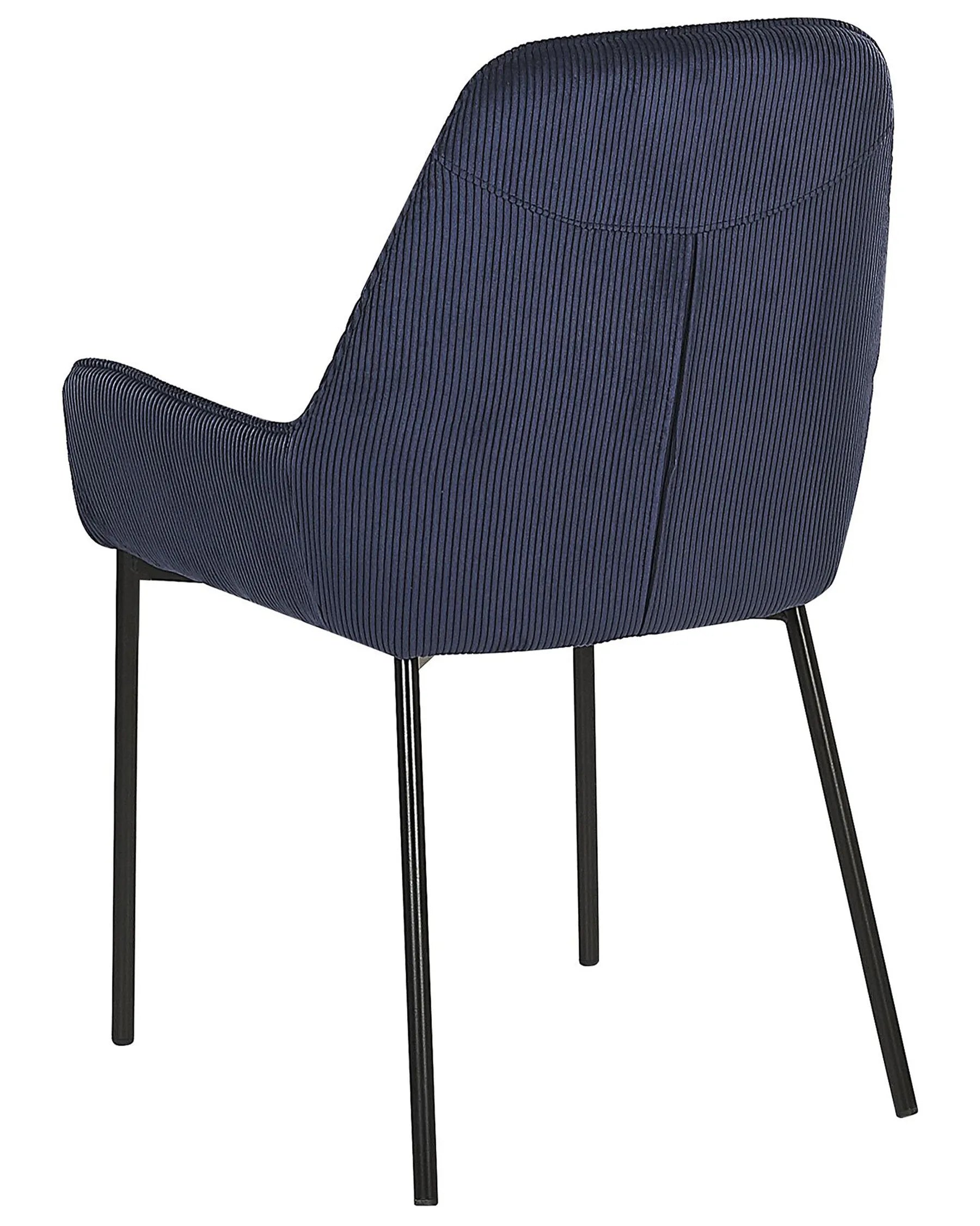 Set of 2 Dining Chairs LOVERNA Corduroy Dark Blue