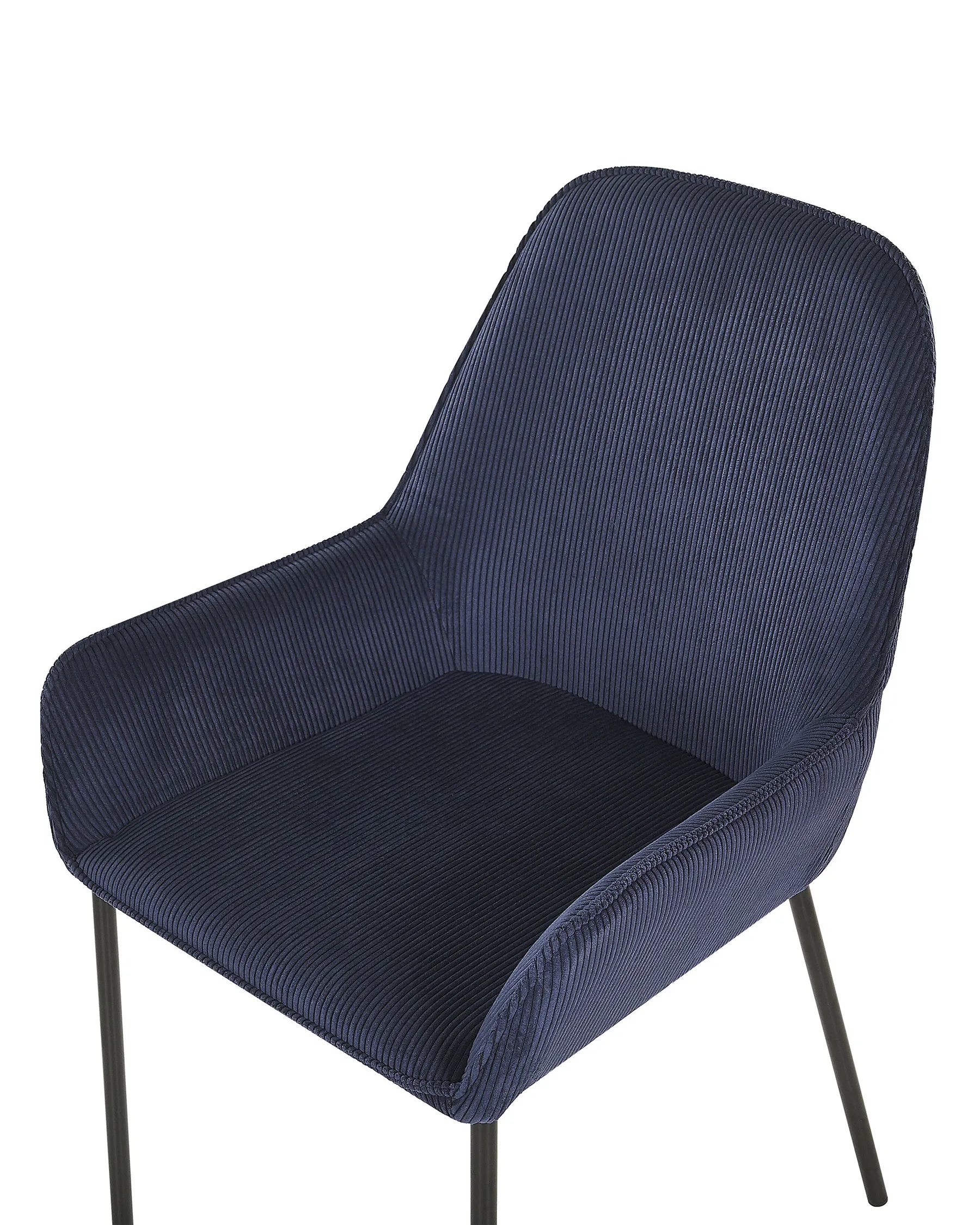 Set of 2 Dining Chairs LOVERNA Corduroy Dark Blue