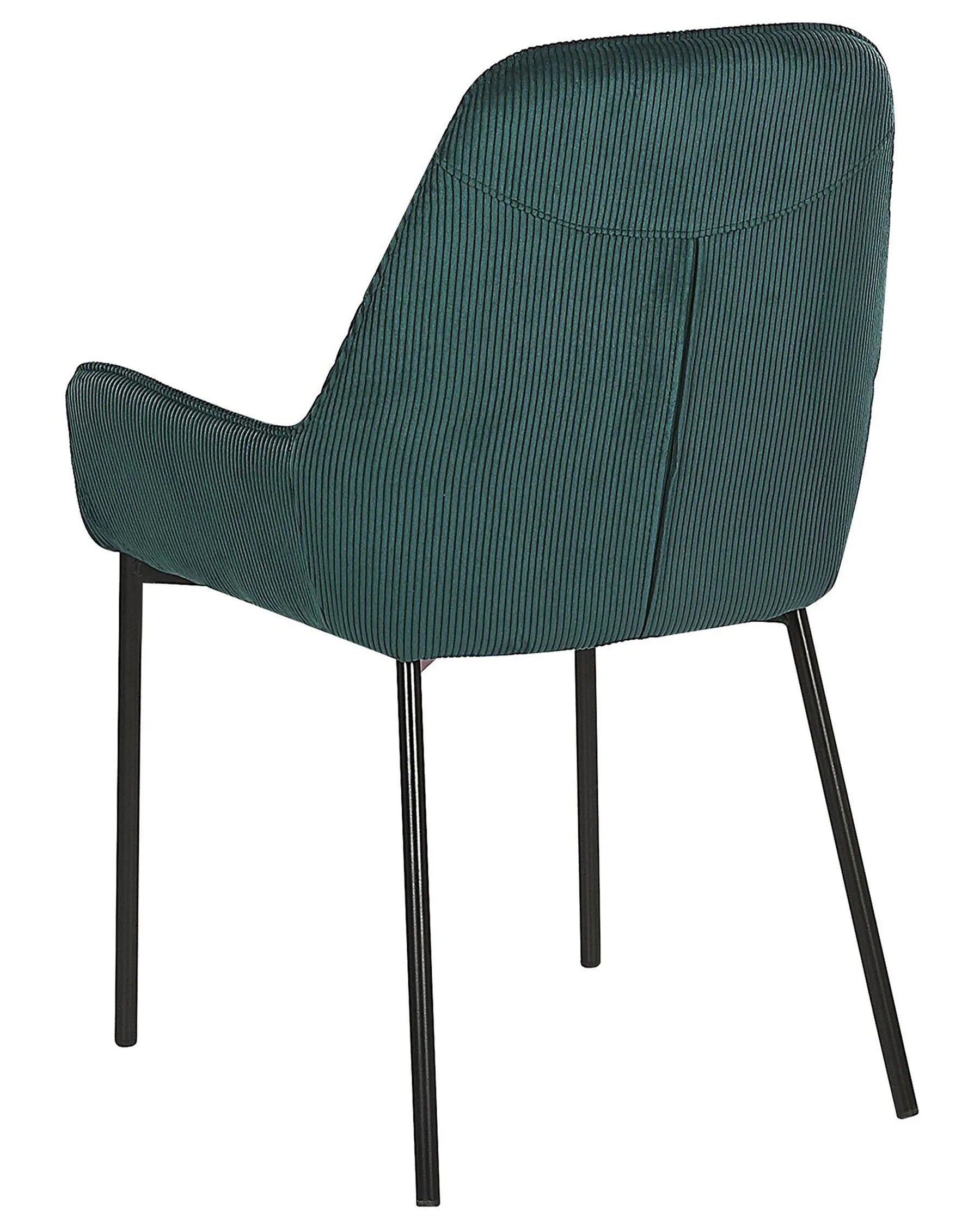 Set of 2 Dining Chairs LOVERNA Corduroy Dark Green