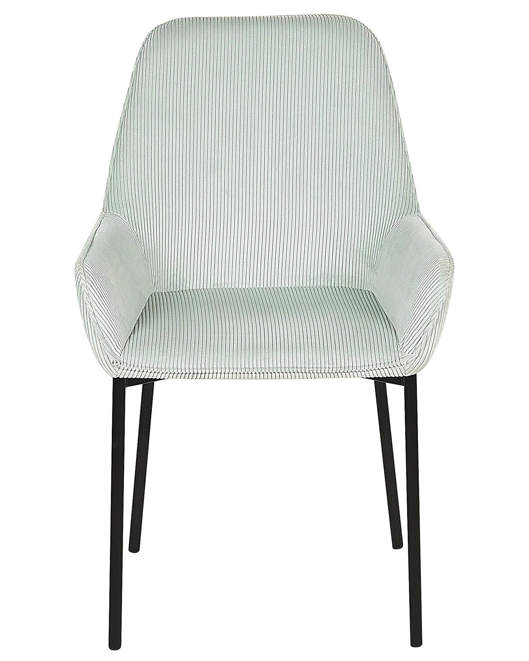 Set of 2 Dining Chairs LOVERNA Corduroy Mint Green