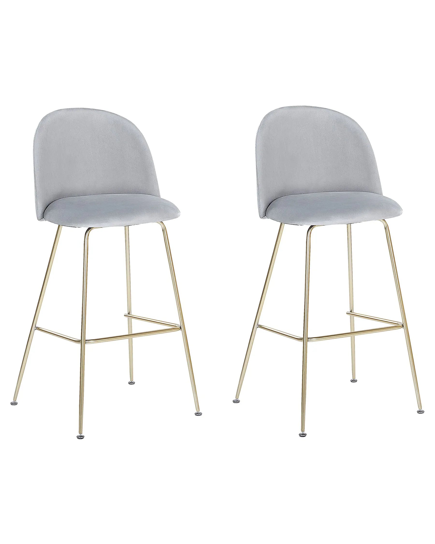 Set of 2 Bar Chairs ARCOLA Velvet Light Grey