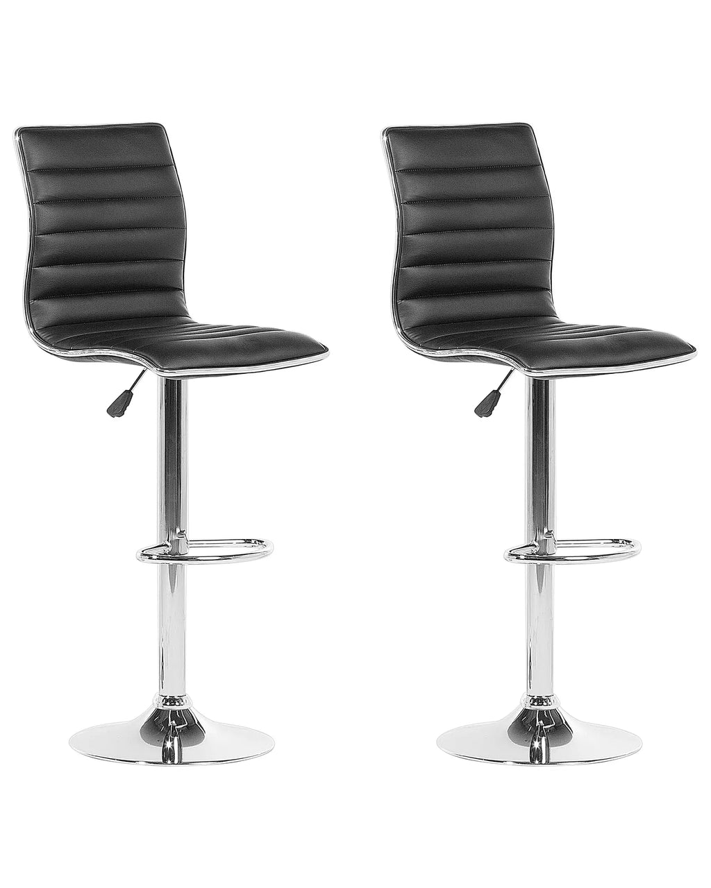 Set of 2 Bar Chairs LUCERNE Faux Leather Swivel Black