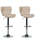 Set of 2 Bar Chairs VALETTA Faux Leather Swivel Light Beige