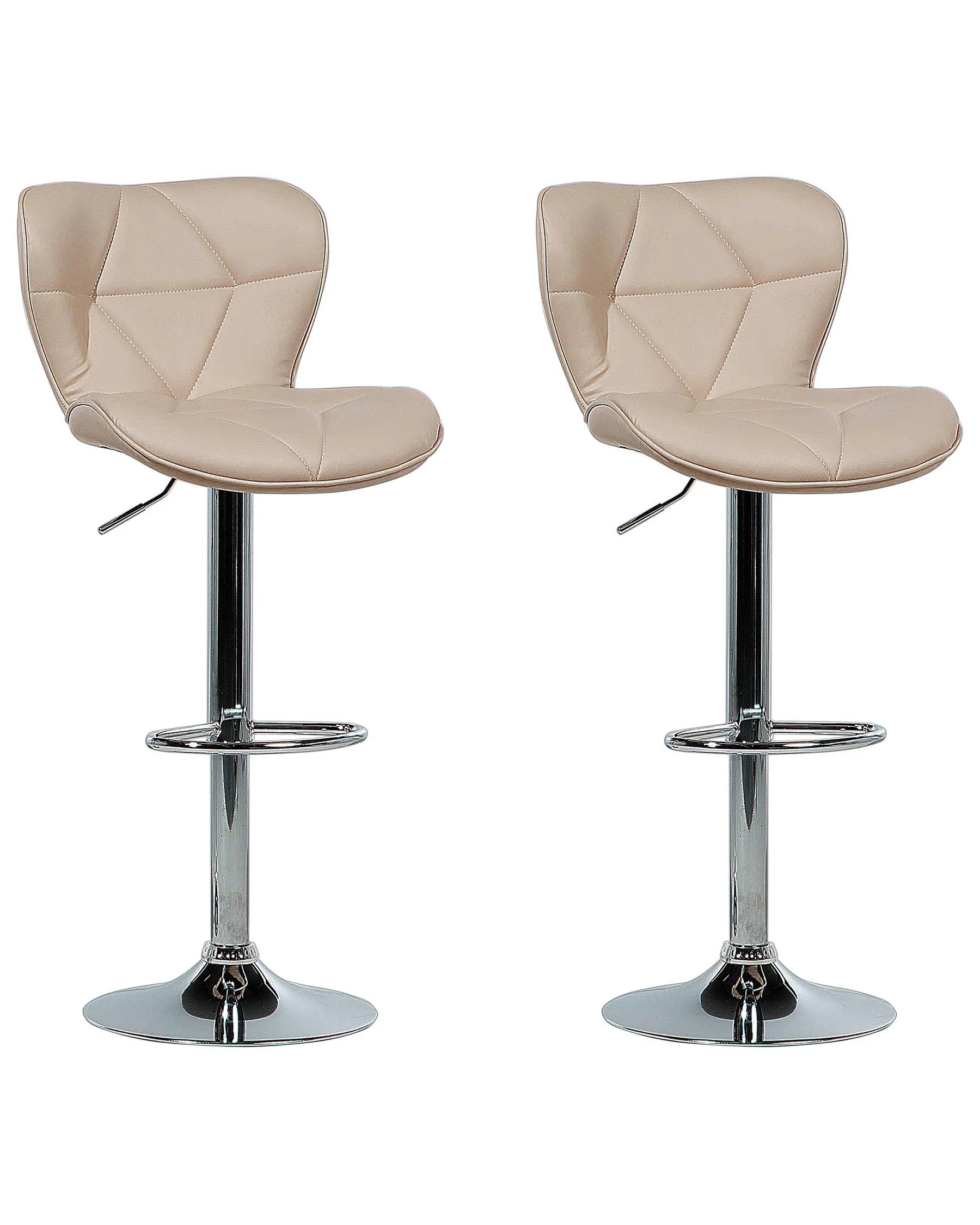Set of 2 Bar Chairs VALETTA Faux Leather Swivel Light Beige