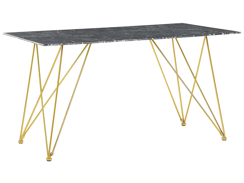 Dining Table KENTON Black Marble 140 cm 80 cm Tempered Glass