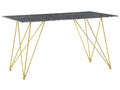Dining Table KENTON Black Marble 140 cm 80 cm Tempered Glass