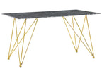 Dining Table KENTON Black Marble 140 cm 80 cm Tempered Glass
