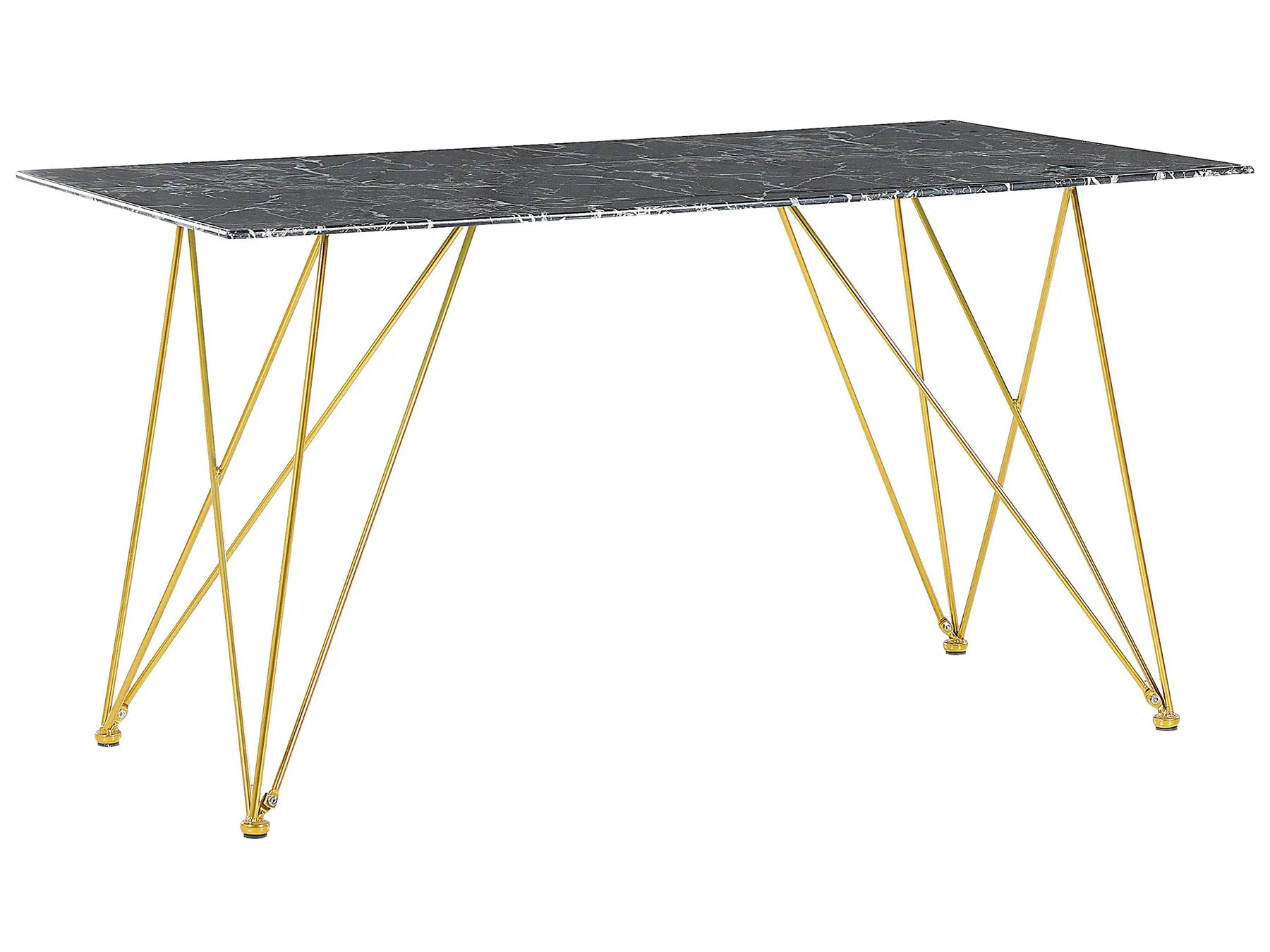 Dining Table KENTON Black Marble 140 cm 80 cm Tempered Glass