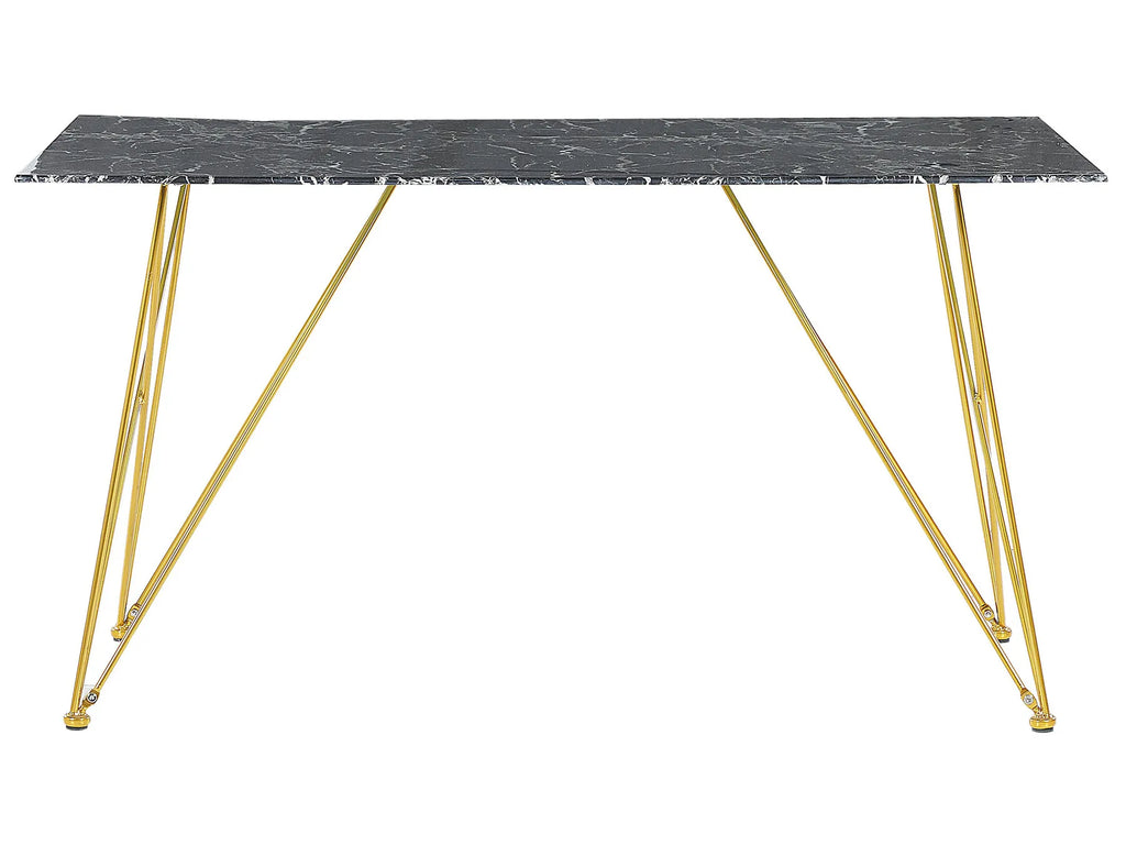 Dining Table KENTON Black Marble 140 cm 80 cm Tempered Glass