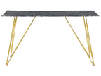 Dining Table KENTON Black Marble 140 cm 80 cm Tempered Glass