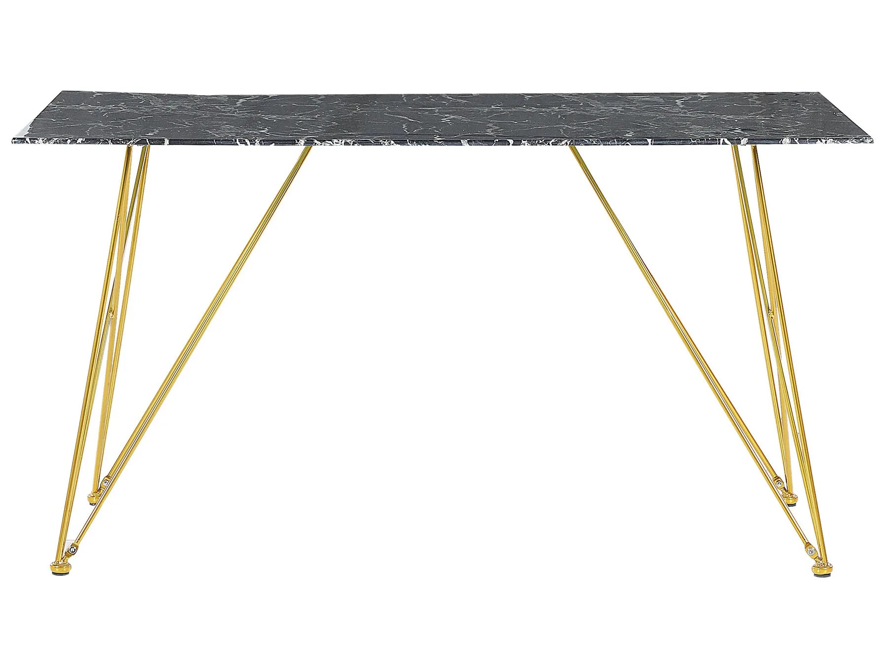 Dining Table KENTON Black Marble 140 cm 80 cm Tempered Glass