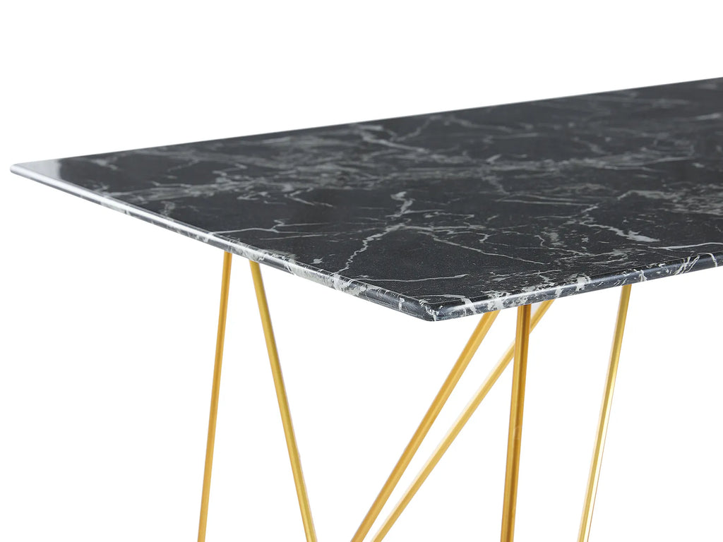 Dining Table KENTON Black Marble 140 cm 80 cm Tempered Glass
