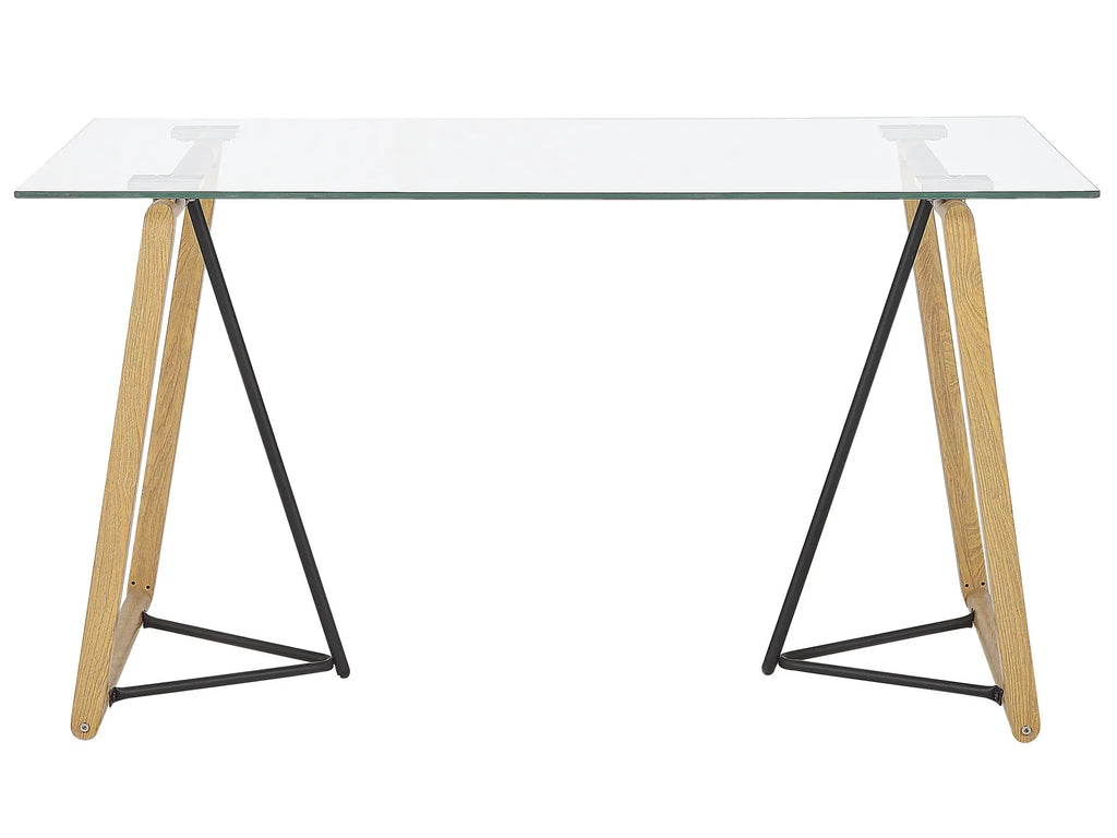 Dining Table TACOMA Light Brown 140 cm 80 cm Tempered Glass