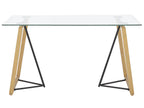 Dining Table TACOMA Light Brown 140 cm 80 cm Tempered Glass