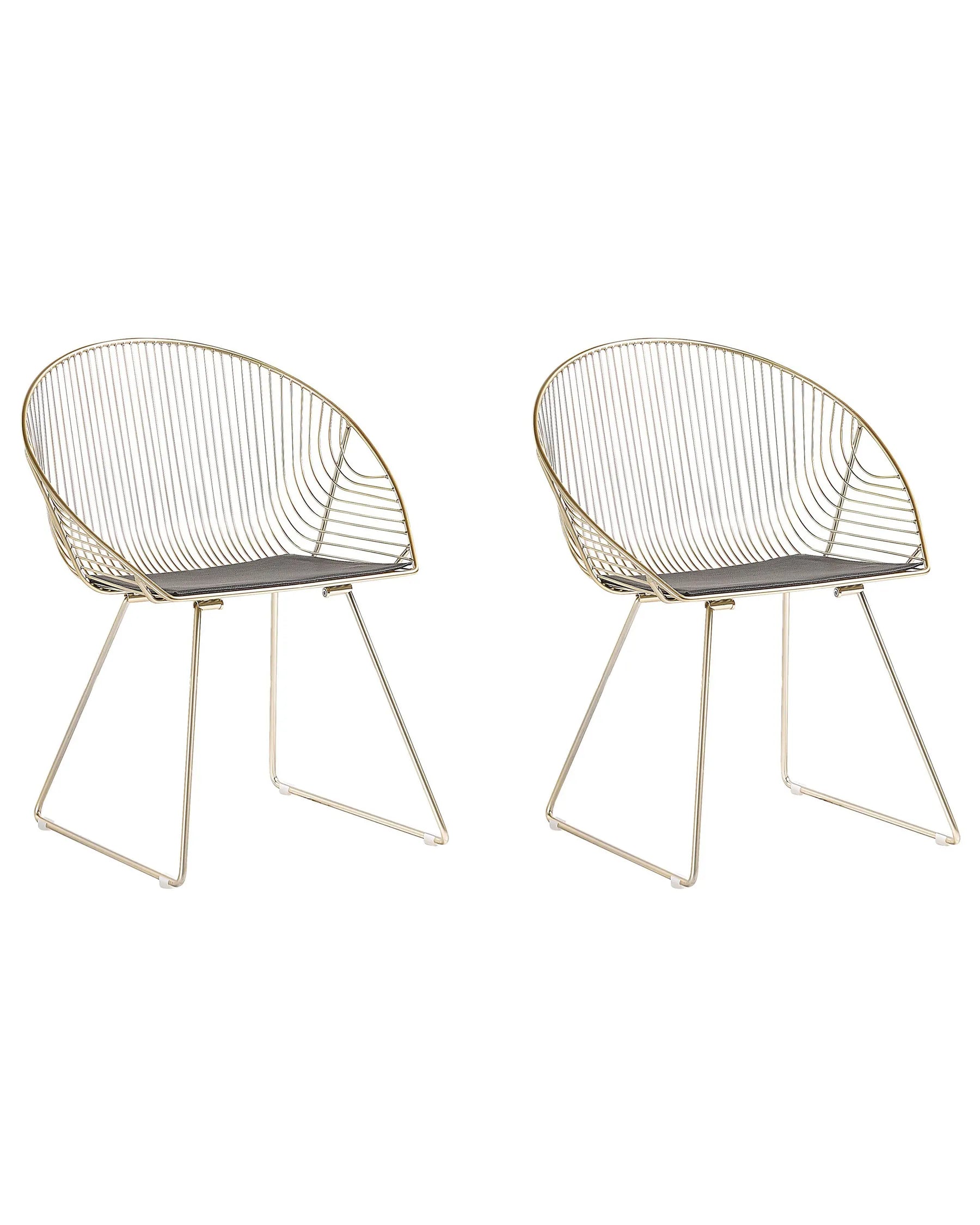 Set of 2 Dining Chairs AURORA Metal Gold