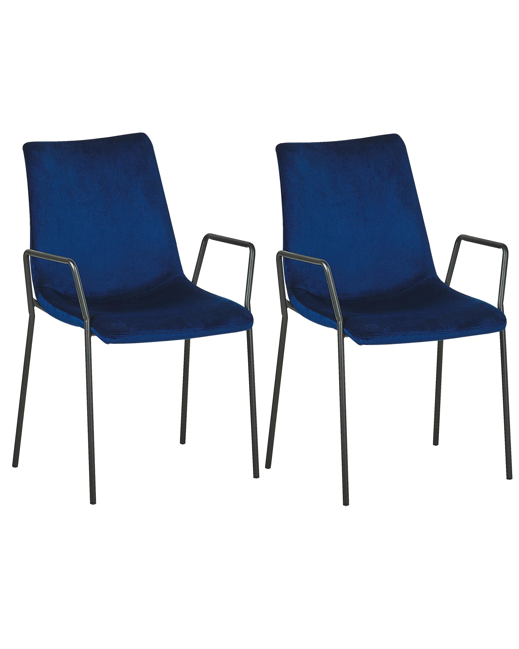 Set of 2 Dining Chairs JEFFERSON Velvet Dark Blue