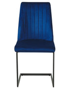 Set of 2 Dining Chairs LAVONIA Velvet Navy Blue