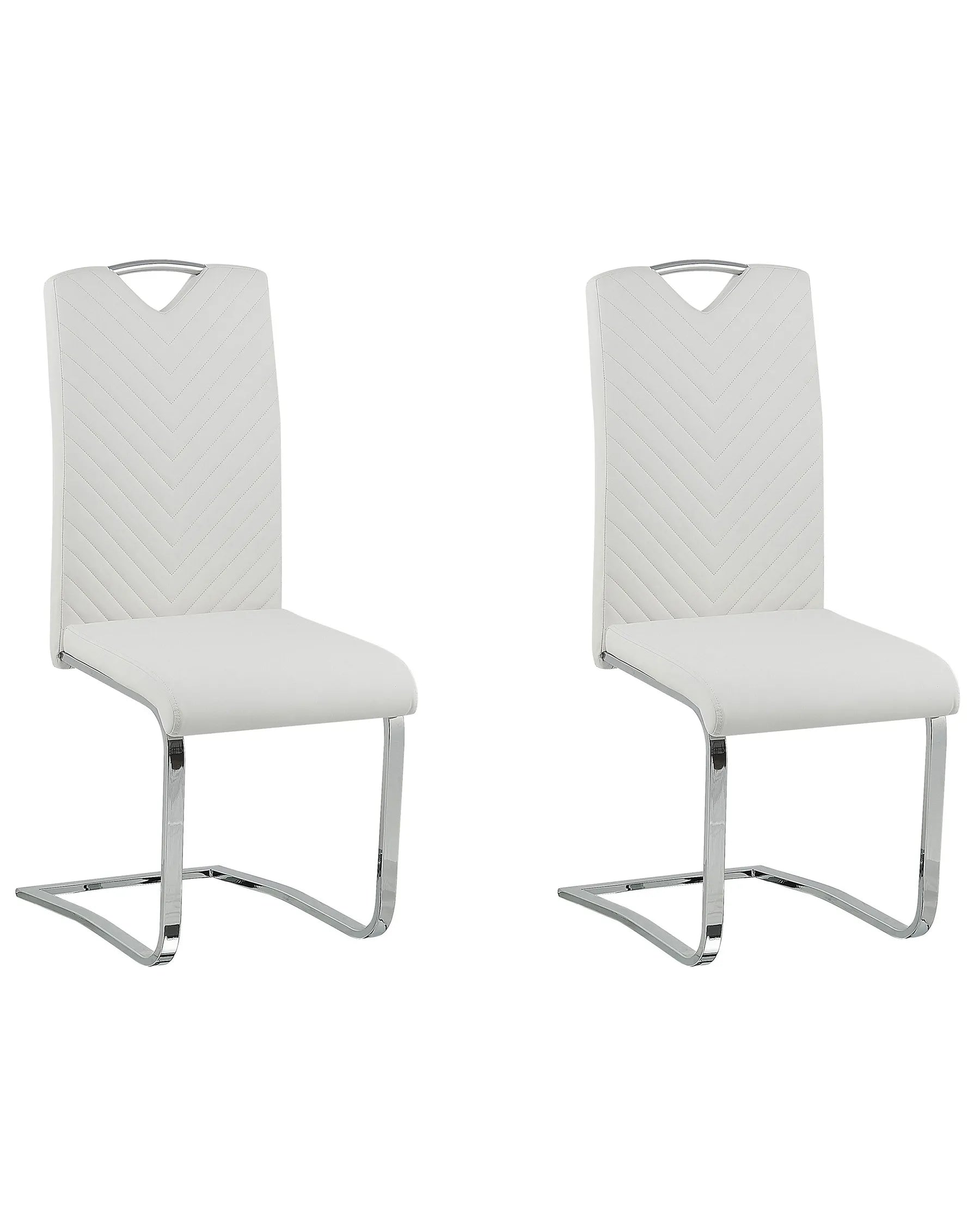 Set of 2 Dining Chairs PICKNES Faux Leather Off-White