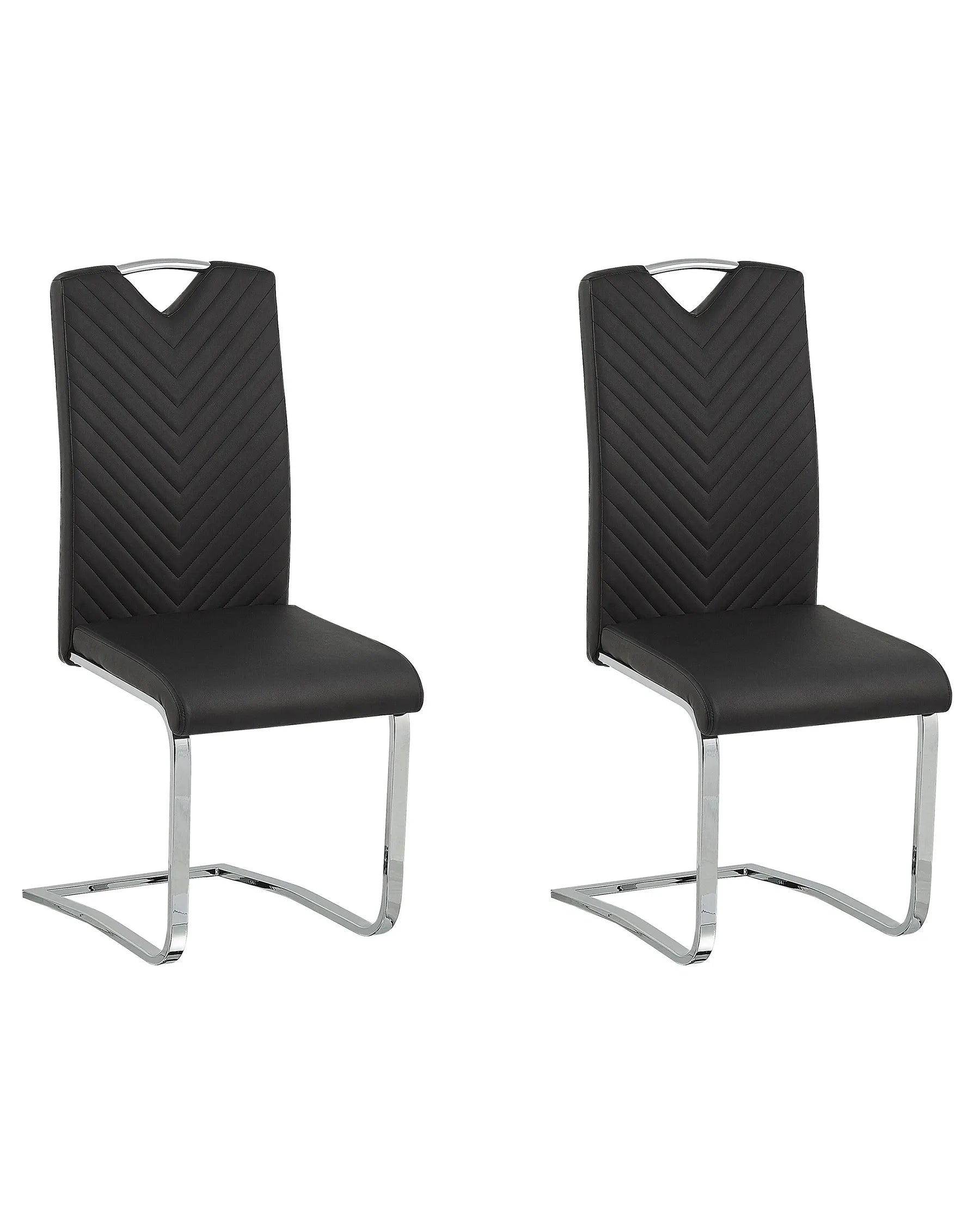 Set of 2 Dining Chairs PICKNES Faux Leather Black