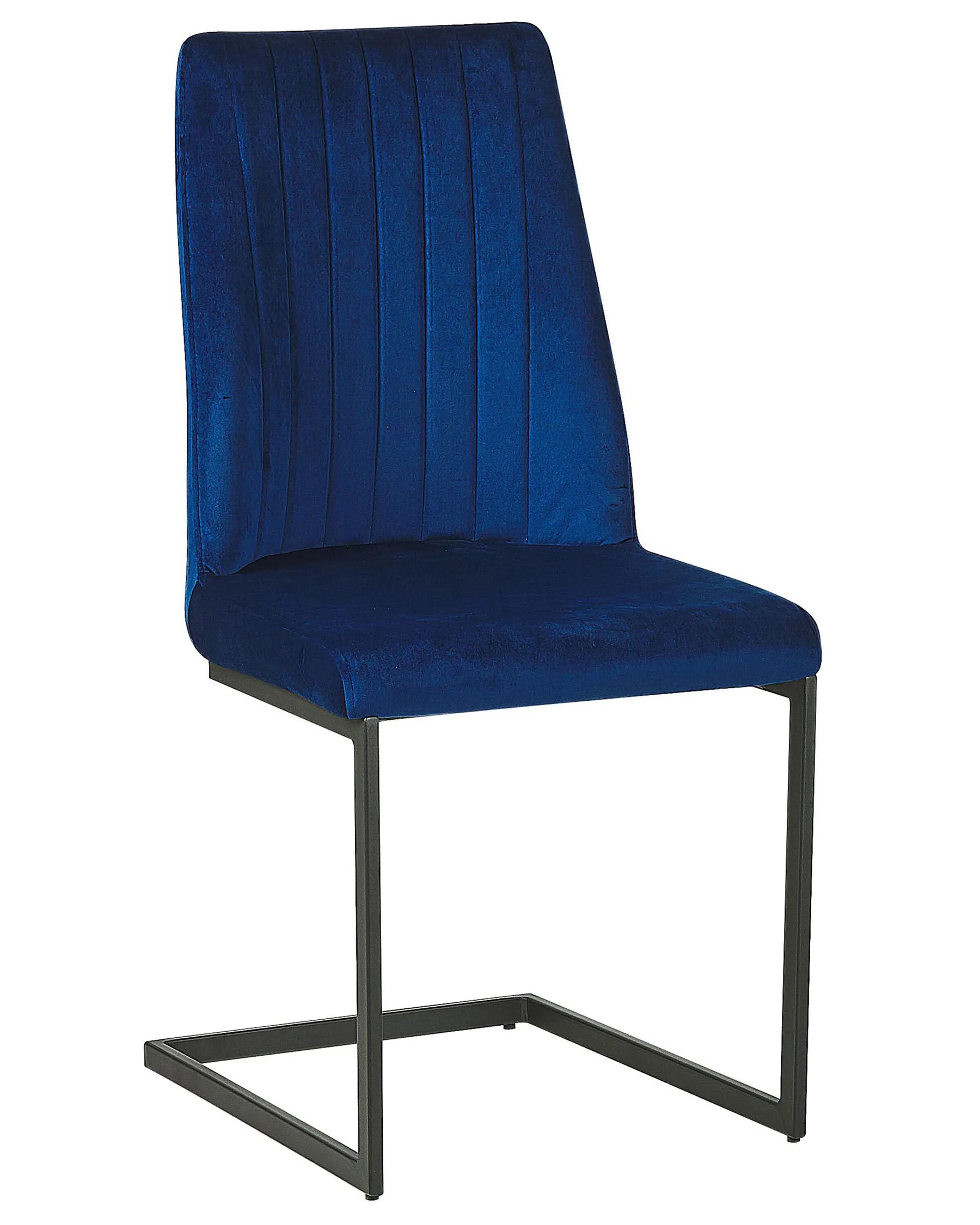Set of 2 Dining Chairs LAVONIA Velvet Navy Blue