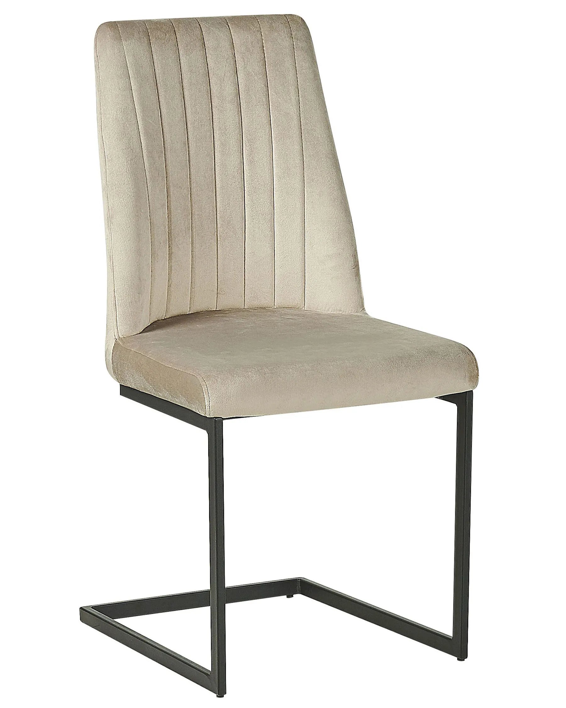 Set of 2 Dining Chairs LAVONIA Velvet Taupe