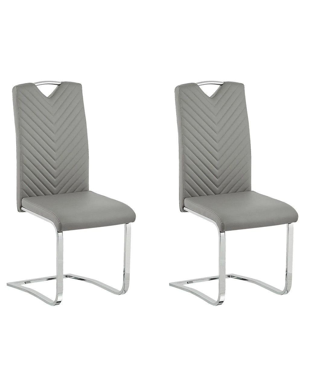 Set of 2 Dining Chairs PICKNES Faux Leather Light Grey