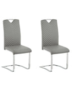 Set of 2 Dining Chairs PICKNES Faux Leather Light Grey