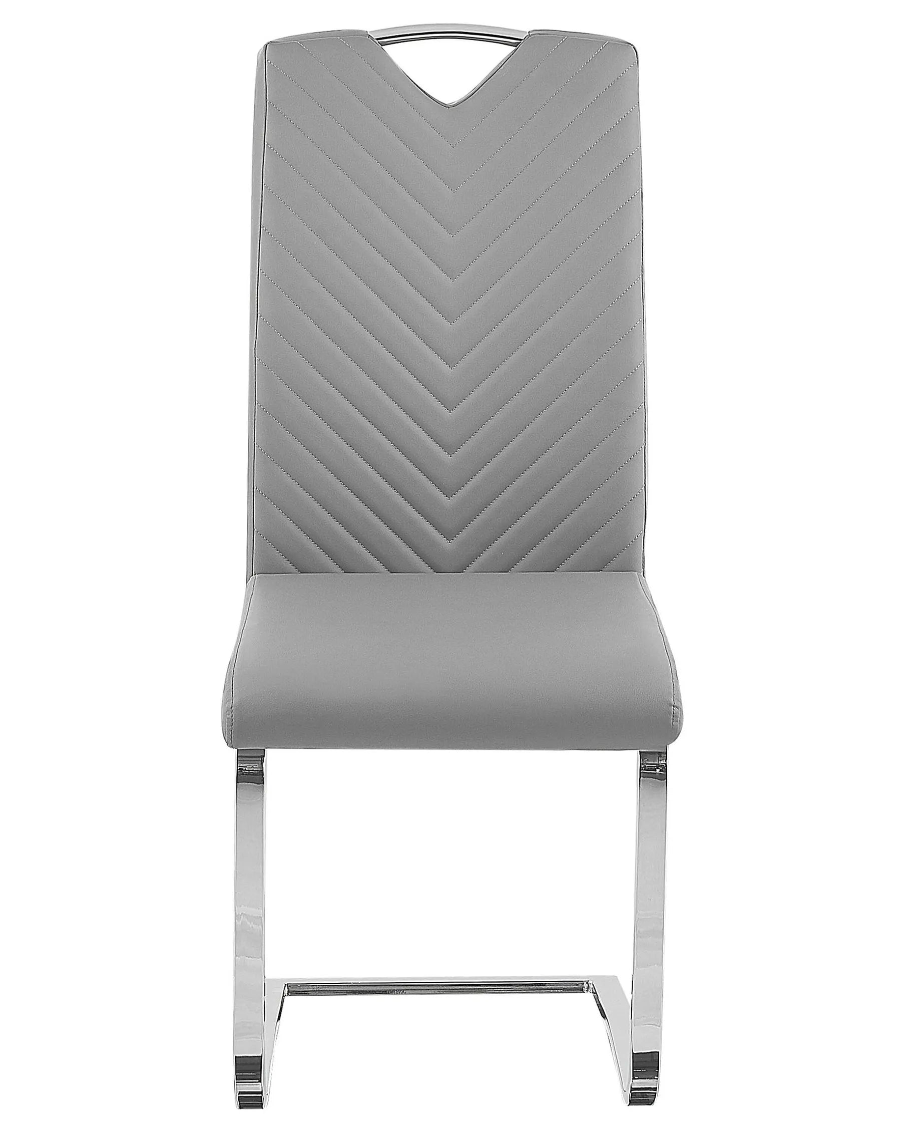 Set of 2 Dining Chairs PICKNES Faux Leather Light Grey