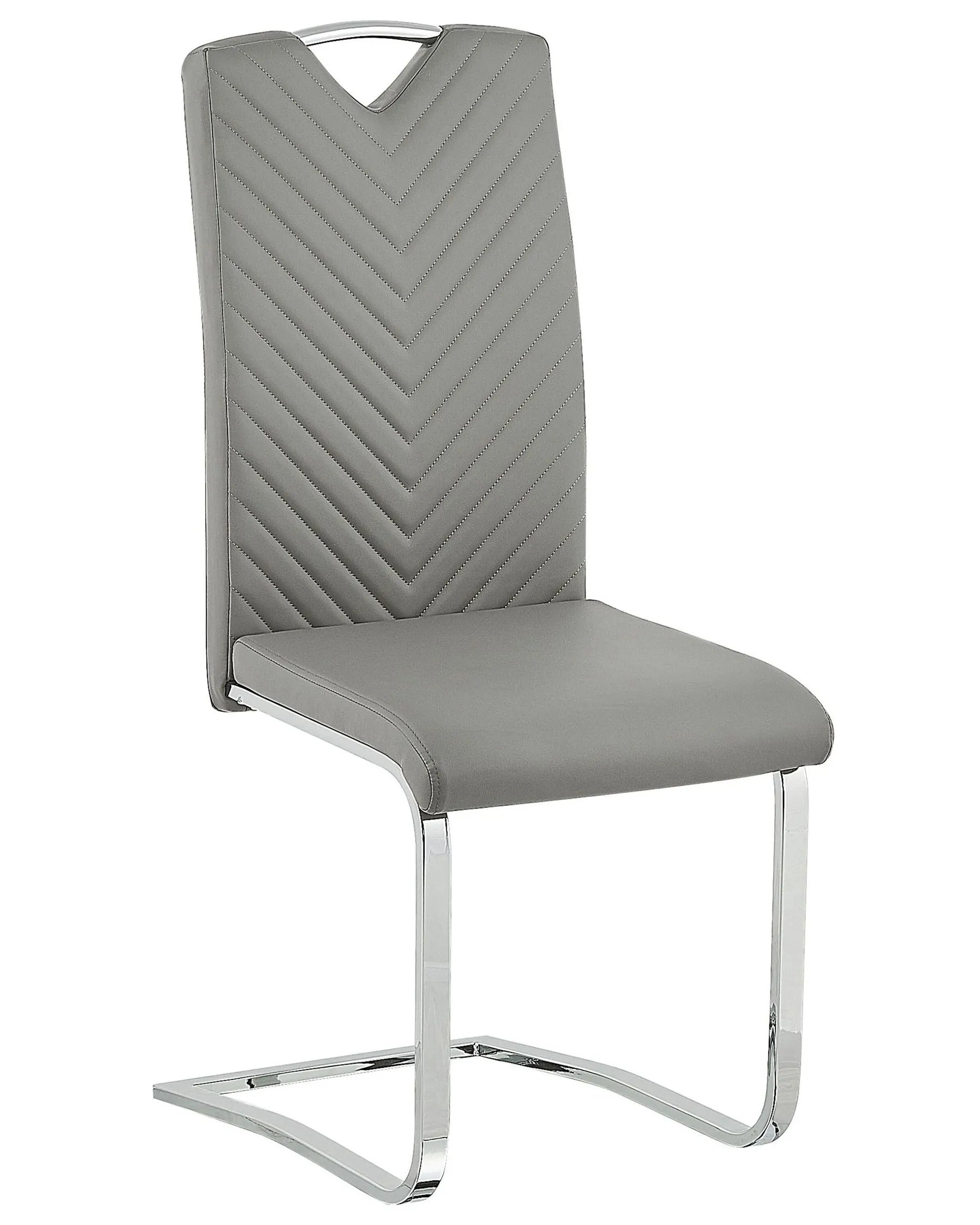 Set of 2 Dining Chairs PICKNES Faux Leather Light Grey