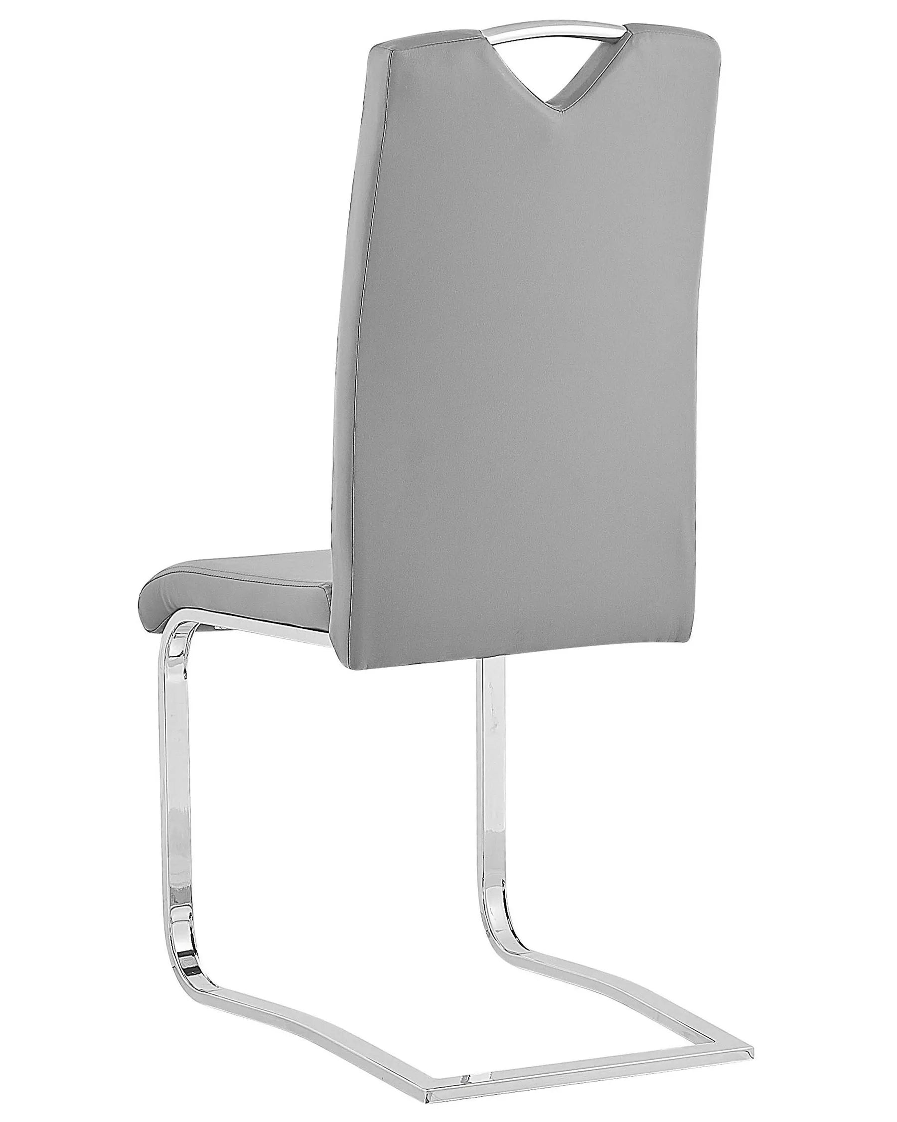 Set of 2 Dining Chairs PICKNES Faux Leather Light Grey