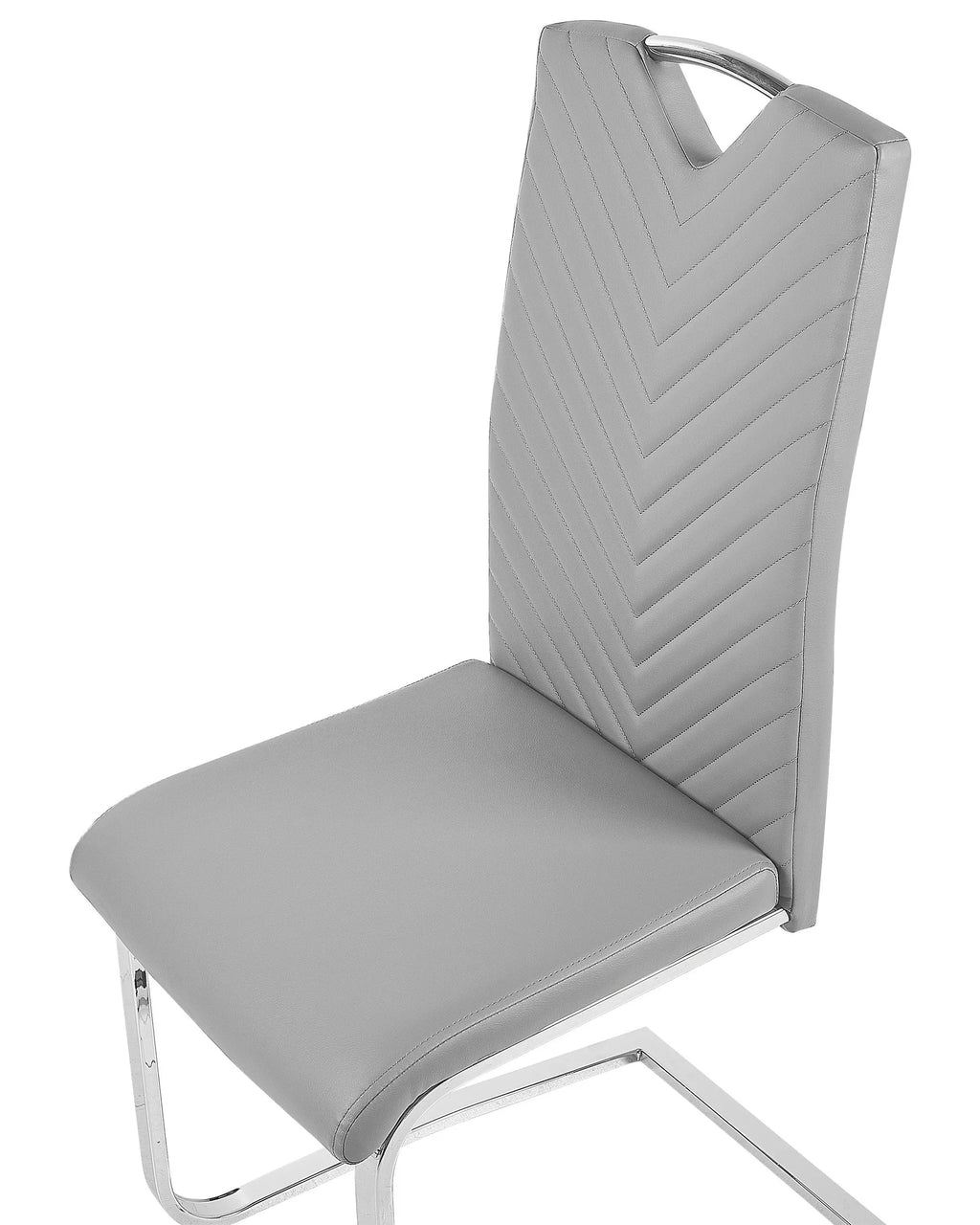 Set of 2 Dining Chairs PICKNES Faux Leather Light Grey
