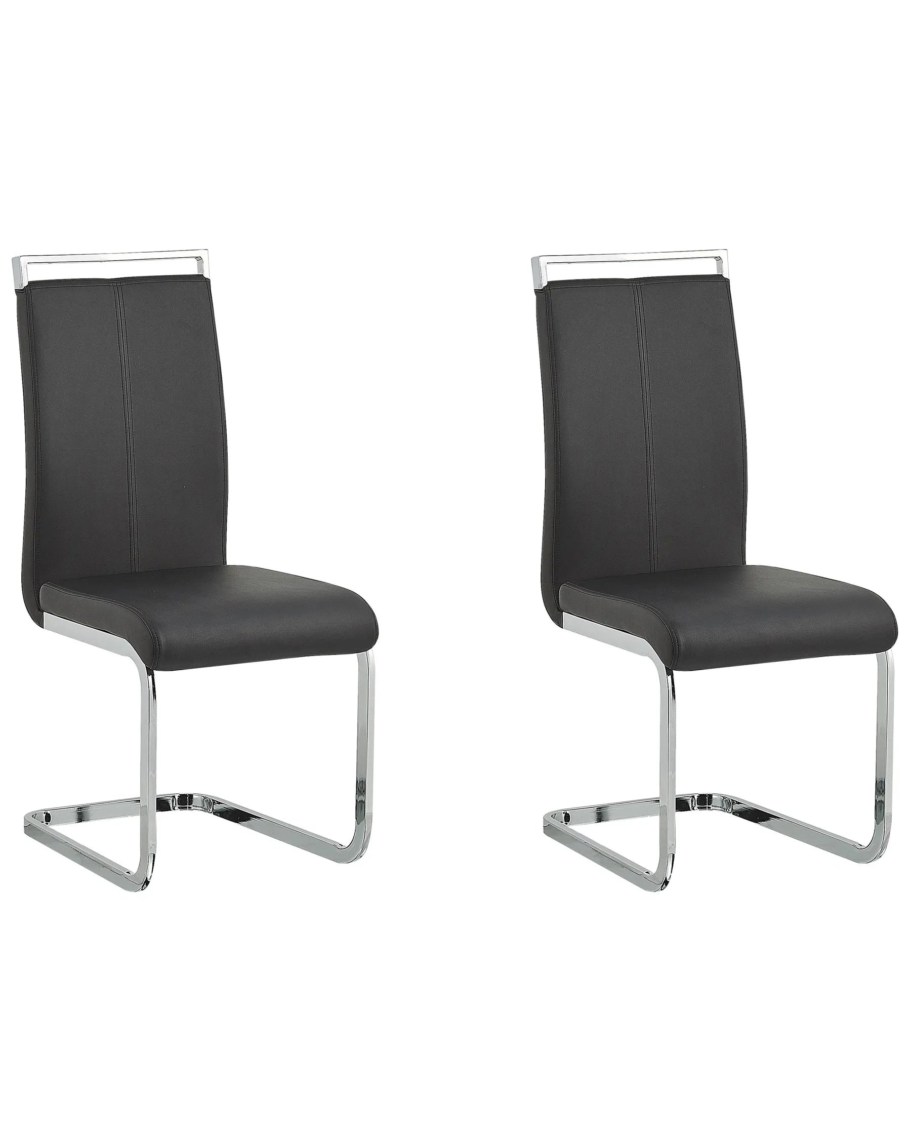 Set of 2 Dining Chairs GREEDIN Faux Leather Black