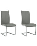 Set of 2 Dining Chairs GREEDIN Faux Leather Grey