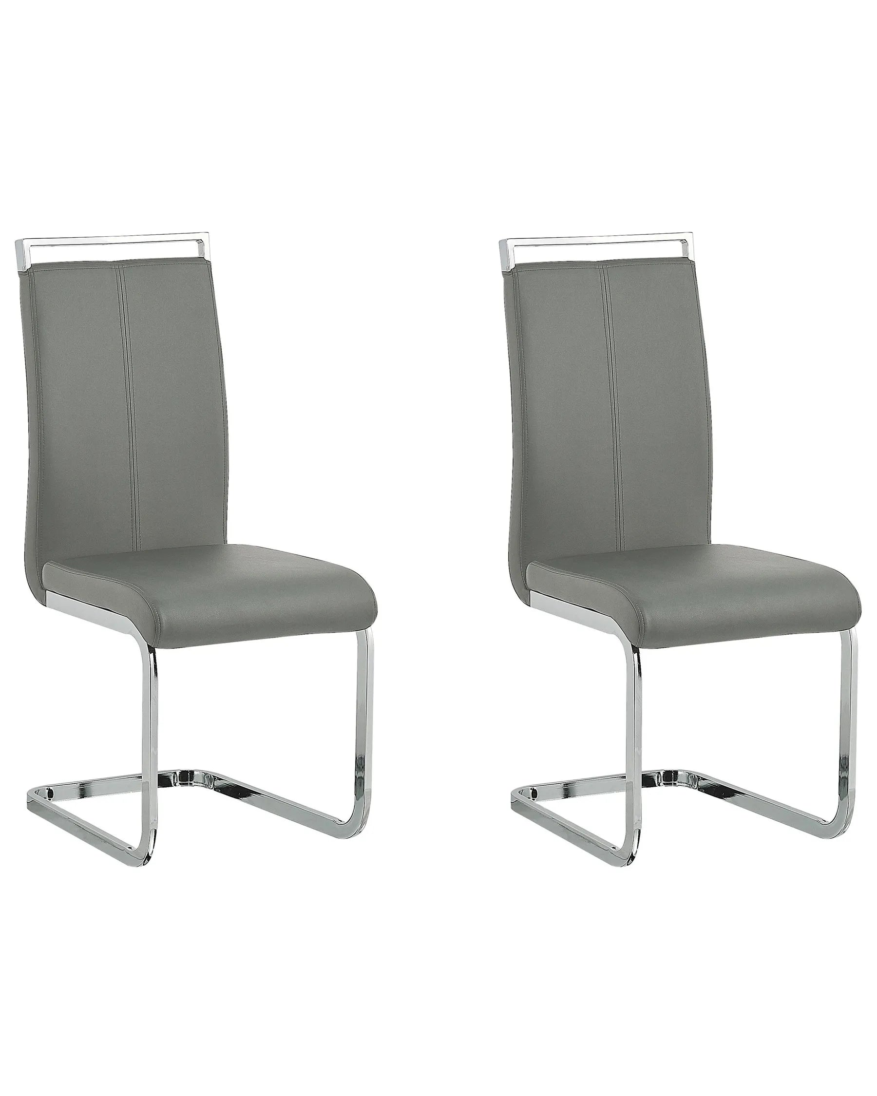 Set of 2 Dining Chairs GREEDIN Faux Leather Grey