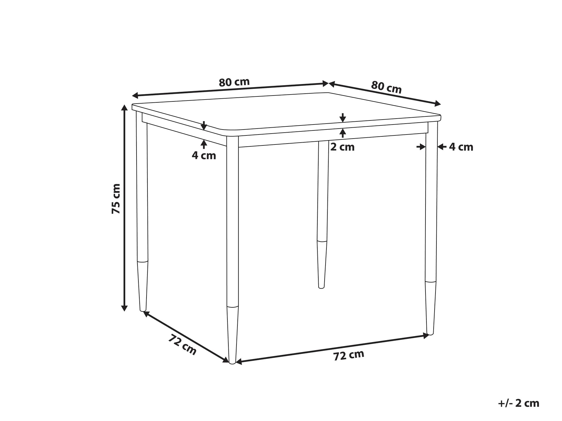 Dining Table SHALFORD Black 80 cm 80 cm