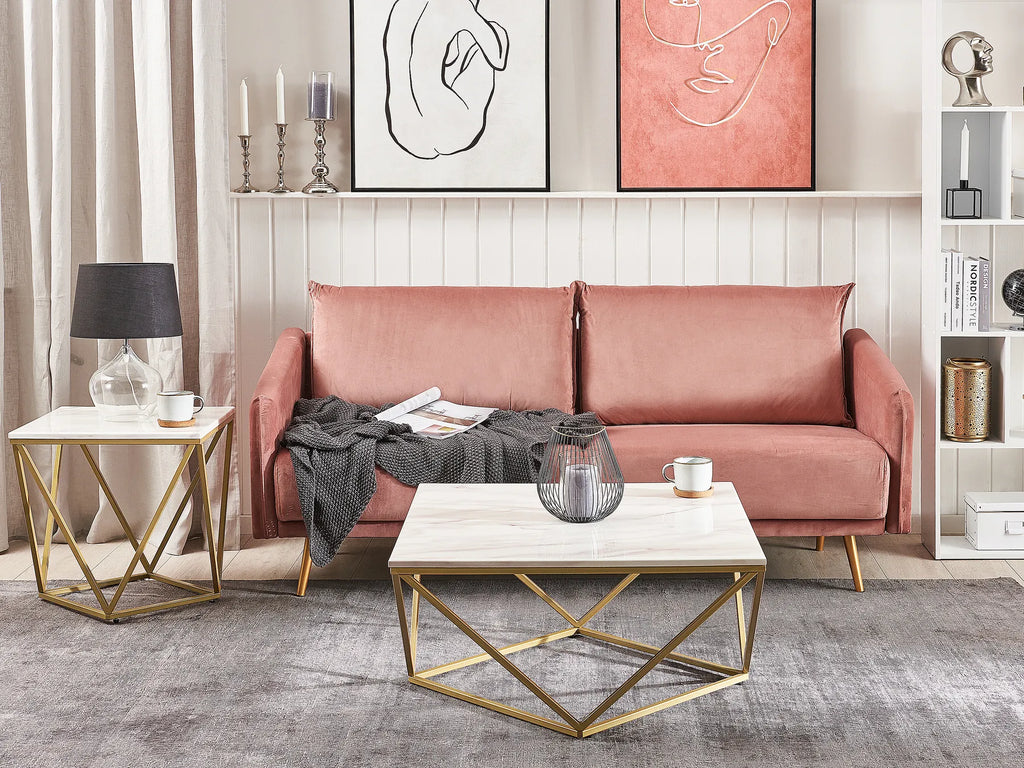 Side Table MALIBU Beige Marble