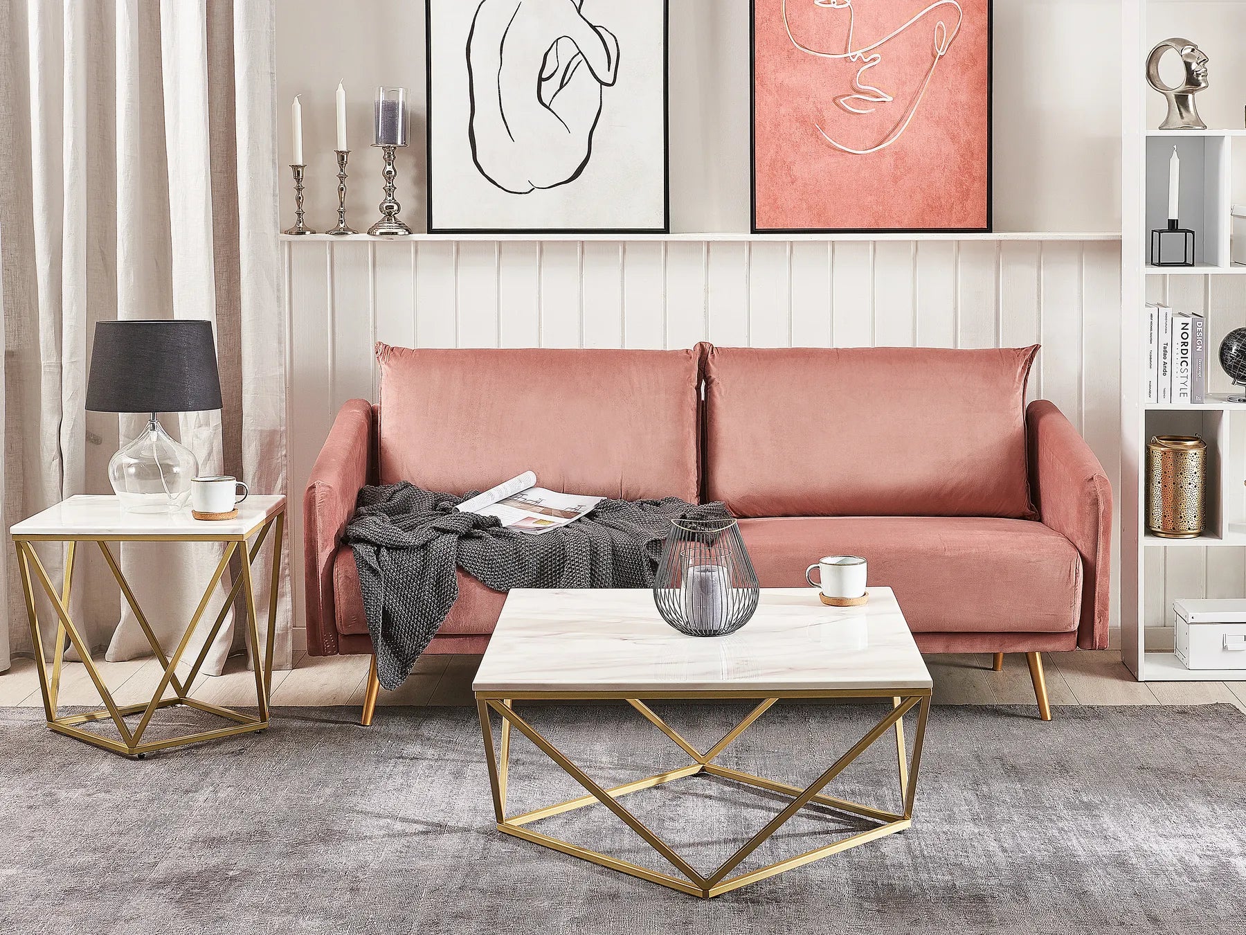Side Table MALIBU Beige Marble
