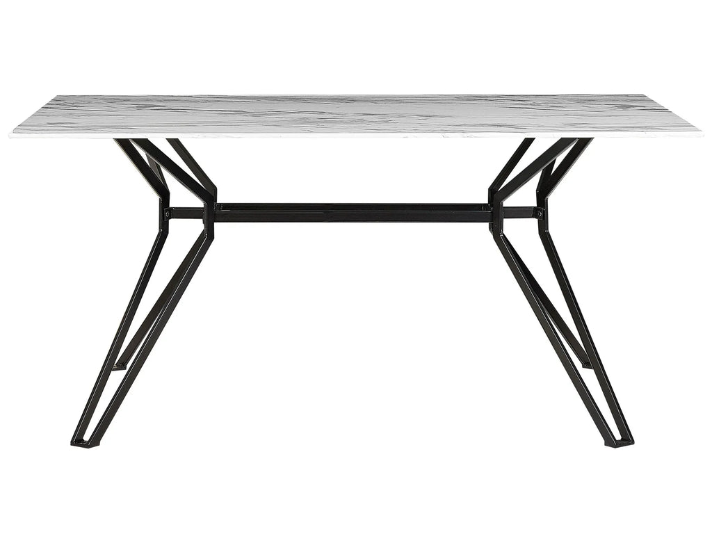 Dining Table BALLINA White Marble 160 cm 90 cm Tempered Glass