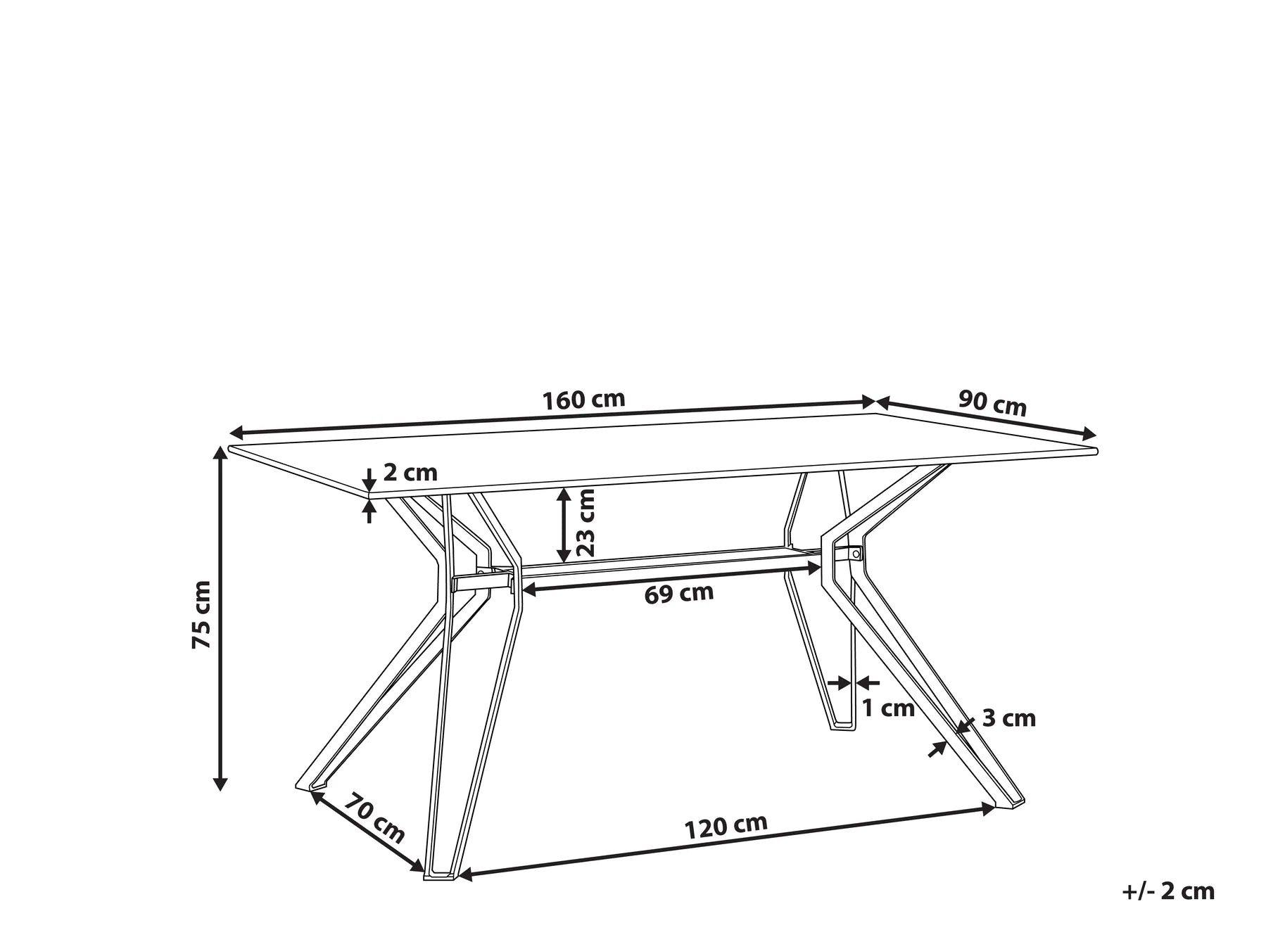 Dining Table BALLINA White Marble 160 cm 90 cm Tempered Glass