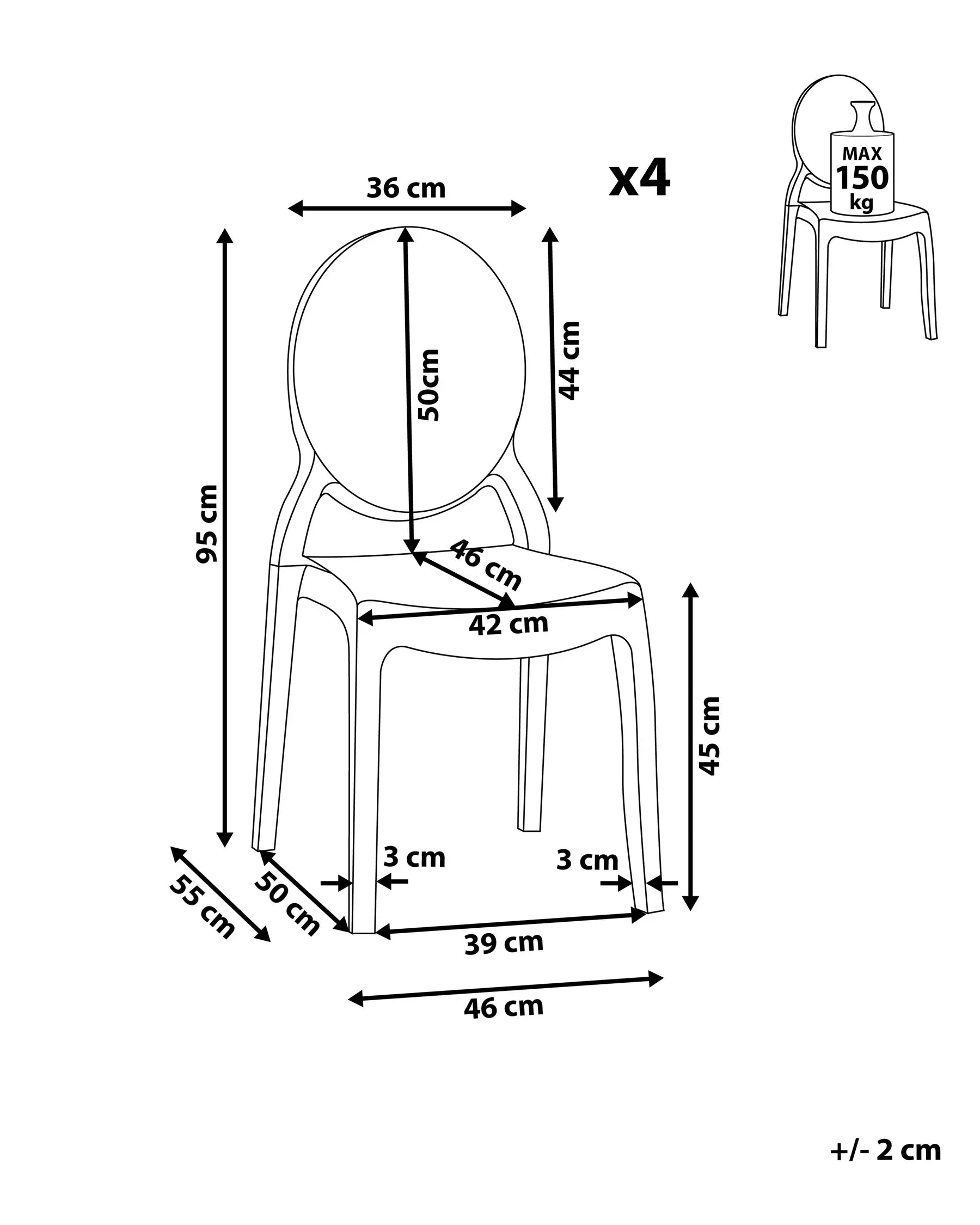 Set of 4 Dining Chairs MERTON Transparent