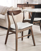 Set of 2 Dining Chairs LYNN Wood Dark Brown/ White