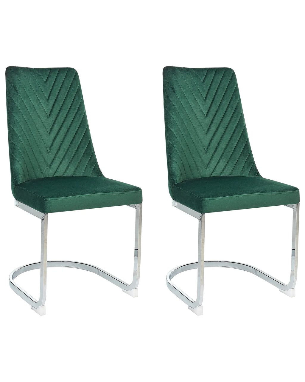 Set of 2 Dining Chairs ALTOONA Velvet Emerald Green
