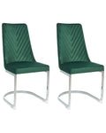 Set of 2 Dining Chairs ALTOONA Velvet Emerald Green