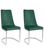 Set of 2 Dining Chairs ALTOONA Velvet Emerald Green