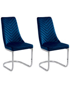Set of 2 Dining Chairs ALTOONA Velvet Navy Blue