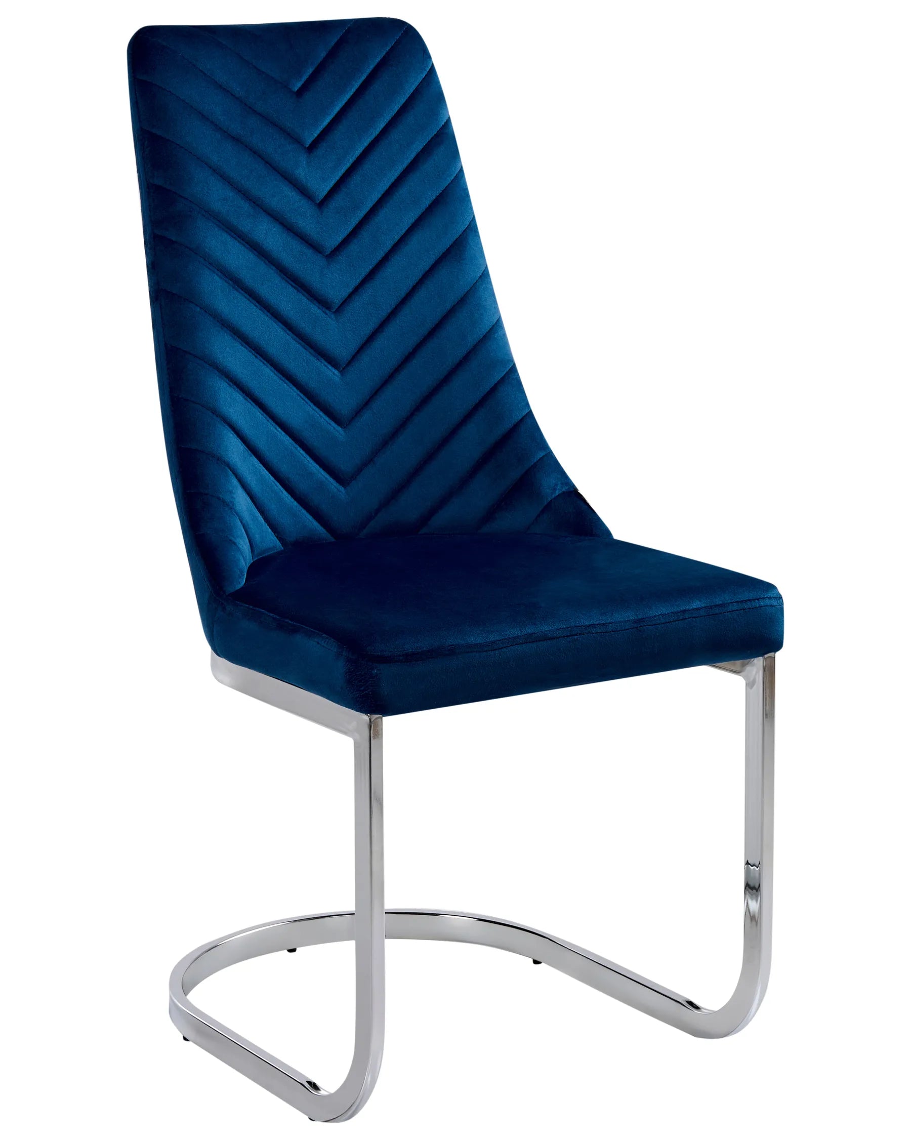 Set of 2 Dining Chairs ALTOONA Velvet Navy Blue