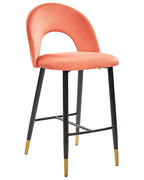 Set of 2 Bar Chairs FALTON Velvet Coral