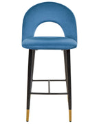 Set of 2 Bar Chairs FALTON Velvet Blue